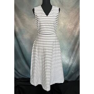 Kate Spade Broome Street Striped Midi Dress Sleeveless Back Bow Size 8